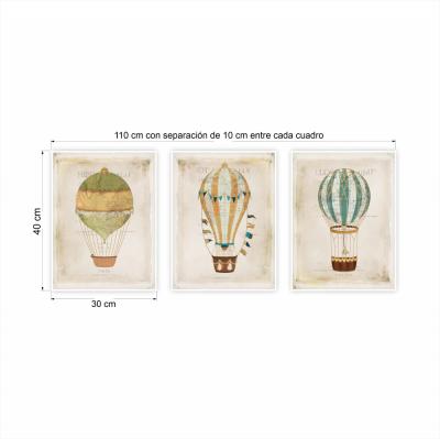 SET 3 CUADROS GLOBOS CHICOS